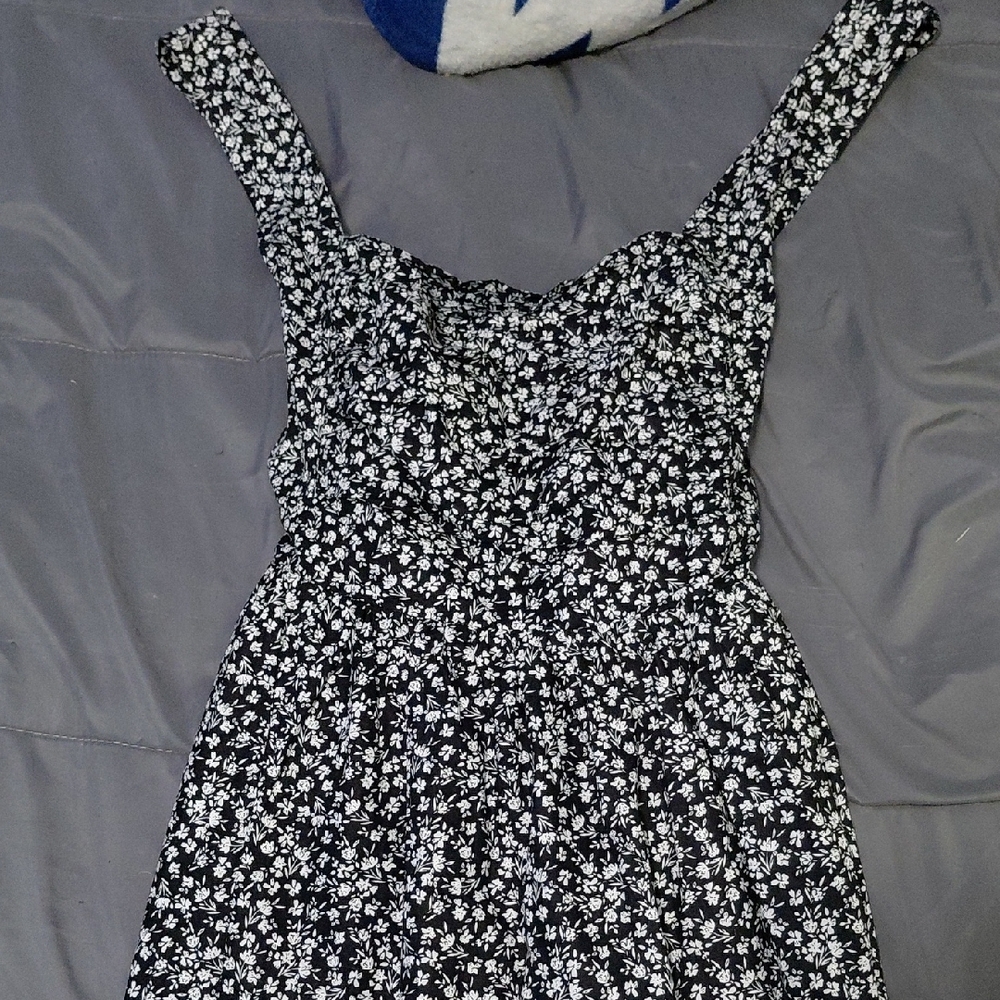 Altar'd State Black Dress with White Floral Accents